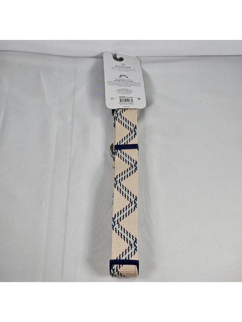 Youly The Avant-Garde Dog Collar XXL XXXL Cream Navy Zig Zag Woven Adjustable